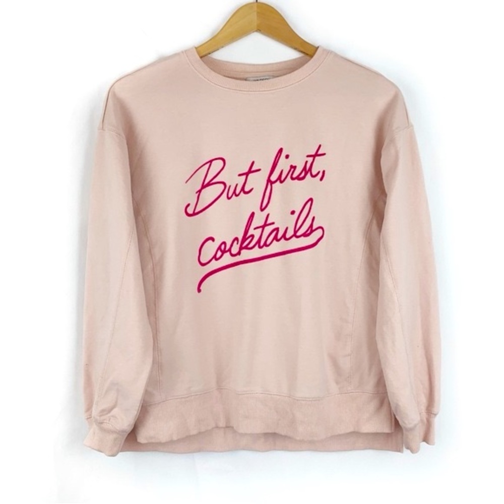 Wildfox But First, Cocktails Pink Sweatshirt